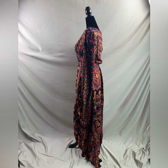 Floral Lantern Sleeve Ruffle Trim Wrap Dress - Picture 8 of 10